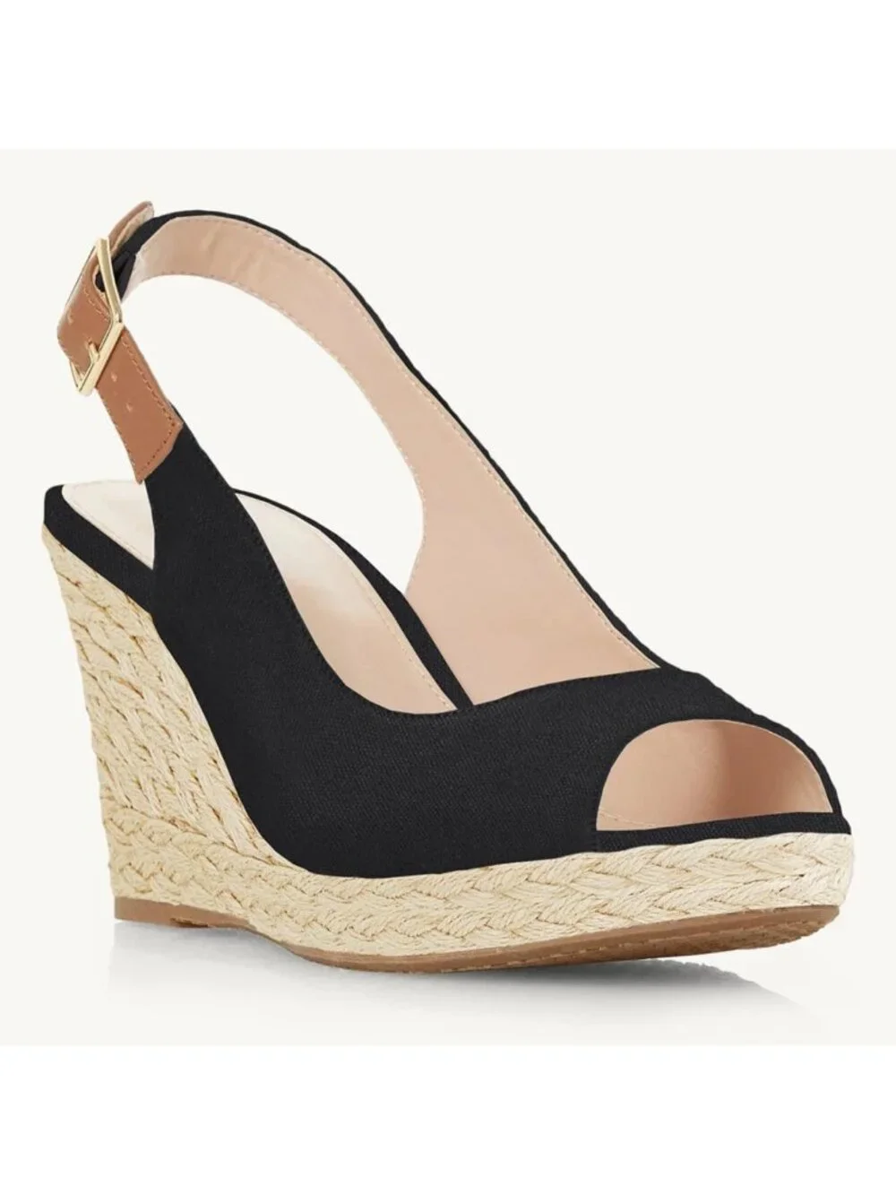 Comfortable Summer Wedge Sandals - Peep Toe Espadrilles with Ankle Strap, Dressy